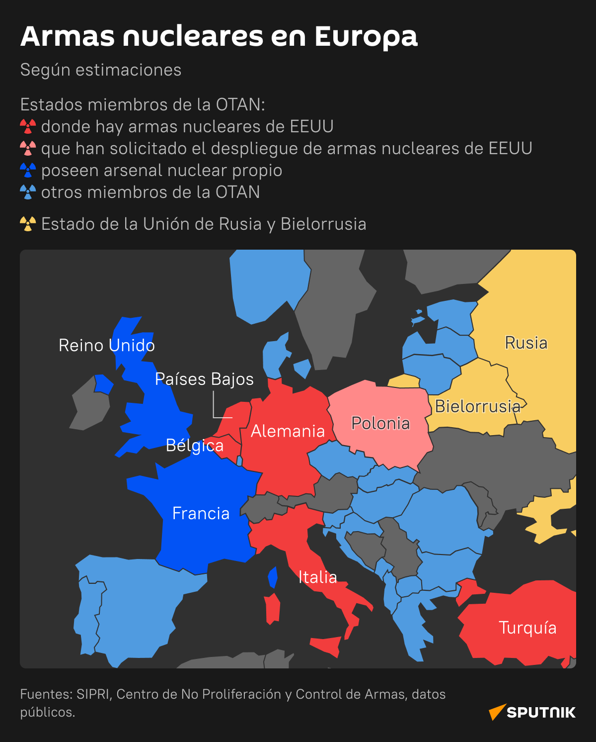 El mapa de las armas nucleares en Europa - Sputnik Mundo