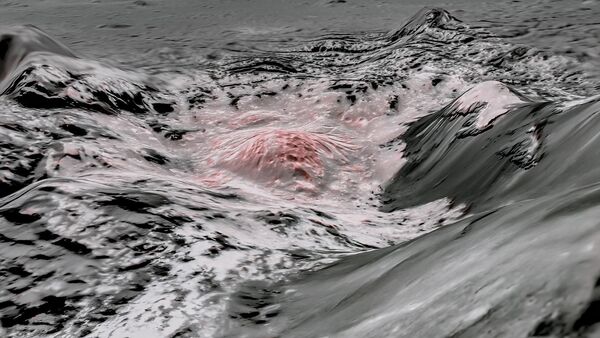 Esta imagen de una región del cráter Occato usa colores falsos para resaltar la salmuera identificada en la superfície de Ceres - Sputnik Mundo