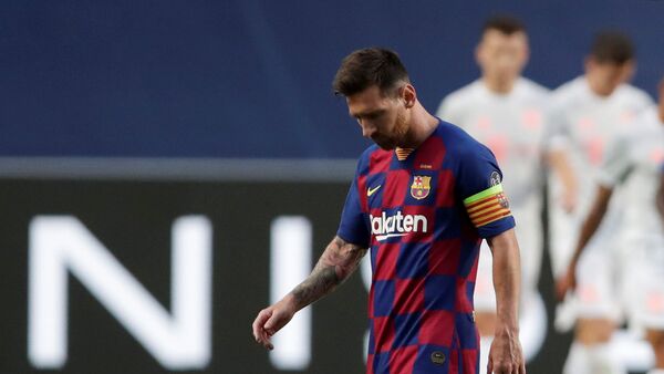 Leo Messi durante los cuartos de final de la Liga de Campeones ante el Bayern Munich  - Sputnik Mundo