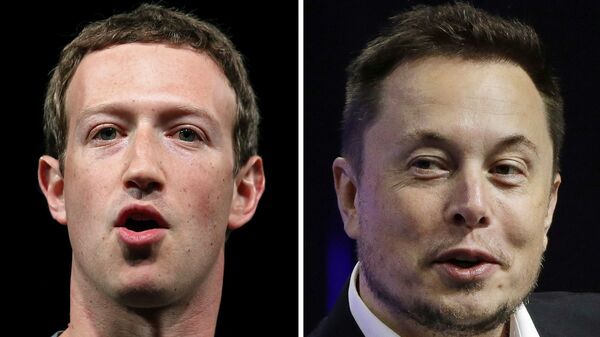 El magnate tecnológico Elon Musk y el director general de Facebook, Mark Zuckerberg - Sputnik Mundo