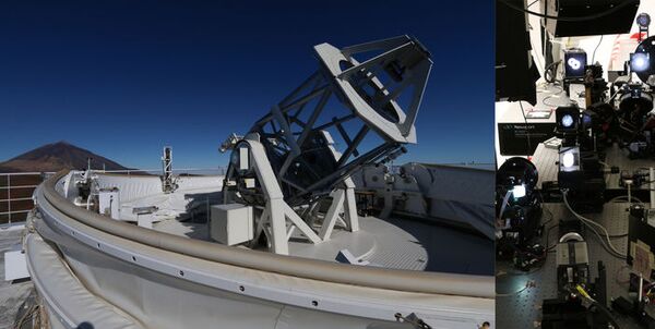 El telescopio GREGOR (izq) y el laboratorio rediseñado (drch) - Sputnik Mundo