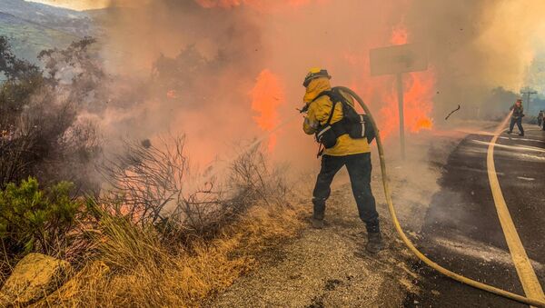 Los bomberos extinguen un incendio en Alpine, California - Sputnik Mundo
