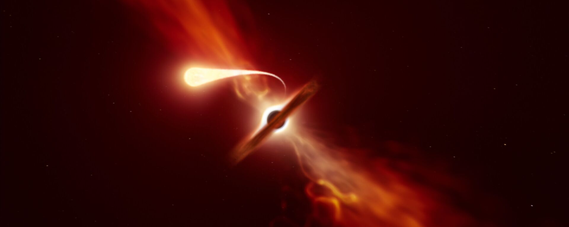 Imagen ilustrativa de un agujero negro supermasivo que devora a una estrella - Sputnik Mundo, 1920, 05.07.2021