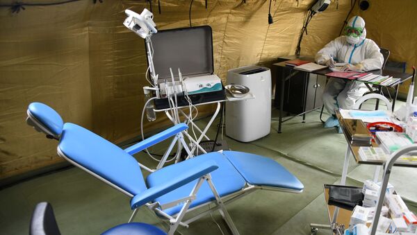 Hospital móvil para enfermos de COVID-19 (imagen referencial) - Sputnik Mundo