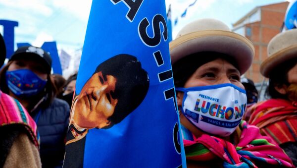 Los partidarios del partido boliviano Movimiento Al Socialismo  - Sputnik Mundo