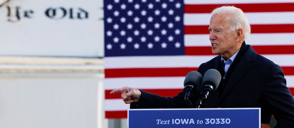 El candidato demócrata, Joe Biden, da su discurso en Iowa, EEUU El candidato demócrata, Joe Biden, da su discurso en Iowa, EEUU - Sputnik Mundo