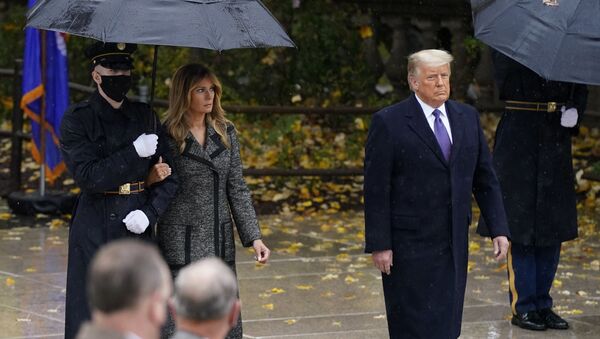 Melania y Donald Trump durante la ceremonia del Día de los Veteranos el 11 de noviembre - Sputnik Mundo