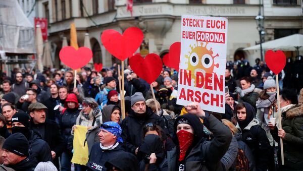 Las protestas en Alemania por las restricciones por coronavirus (archivo) - Sputnik Mundo