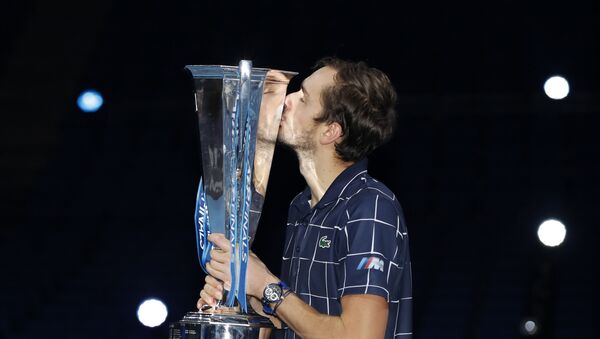 Daniil Medvédev, tenista ruso, tras su victoria en la Copa de Maestros de Londres - Sputnik Mundo