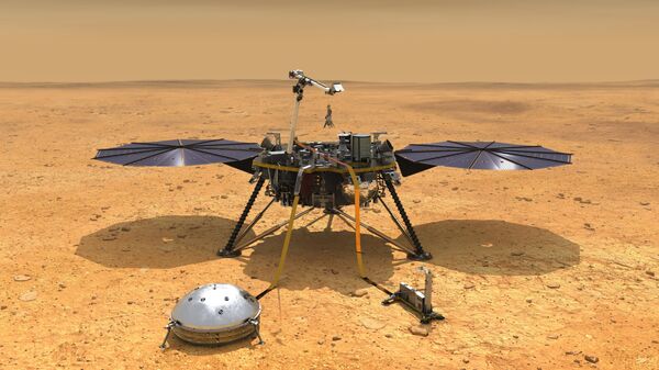 La sonda InSight de la NASA en la superficie de Marte (ilustración) - Sputnik Mundo