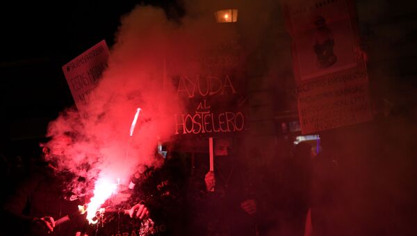 Manifestación de hosteleros en Barcelona el 21 de diciembre - Sputnik Mundo