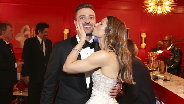 Justin Timberlake junto a su esposa, Jessica Biel, en 2018 - Sputnik Mundo