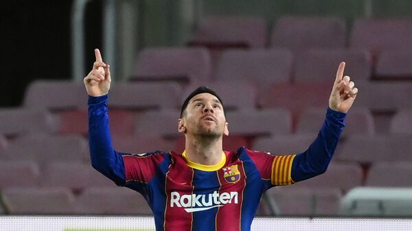 Lionel Messi, jugador del FC Barcelona, celebrando un gol contra el Athletic de Bilbao - Sputnik Mundo