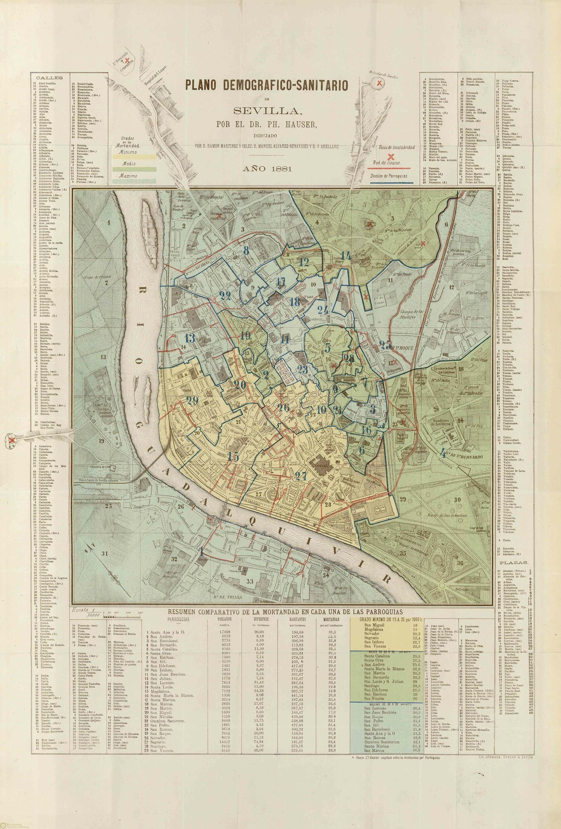 Mapeo por incidencia del cólera en Sevilla, 1881 - Sputnik Mundo, 1920, 16.02.2021