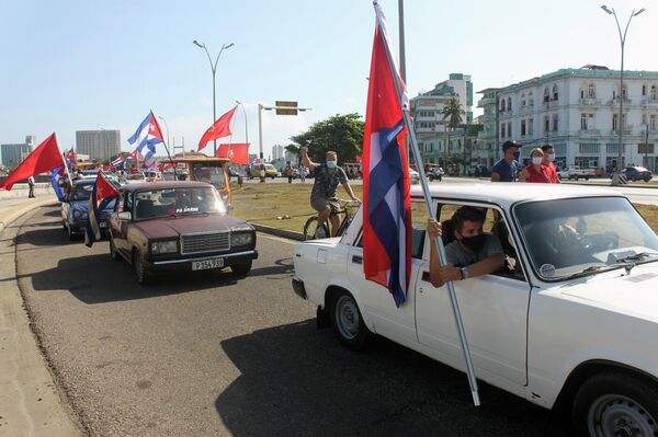 Manifestación contra el bloqueo de EEUU a Cuba en La Habana - Sputnik Mundo