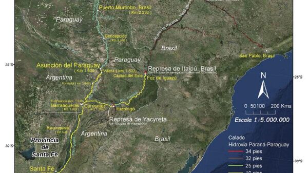 Mapa de la Hidrovía Paraná - Paraguay - Sputnik Mundo