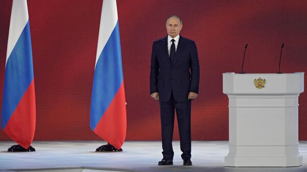 El presidente de Rusia, Vladímir Putin, durante su mensaje anual a la Asamblea Federal - Sputnik Mundo