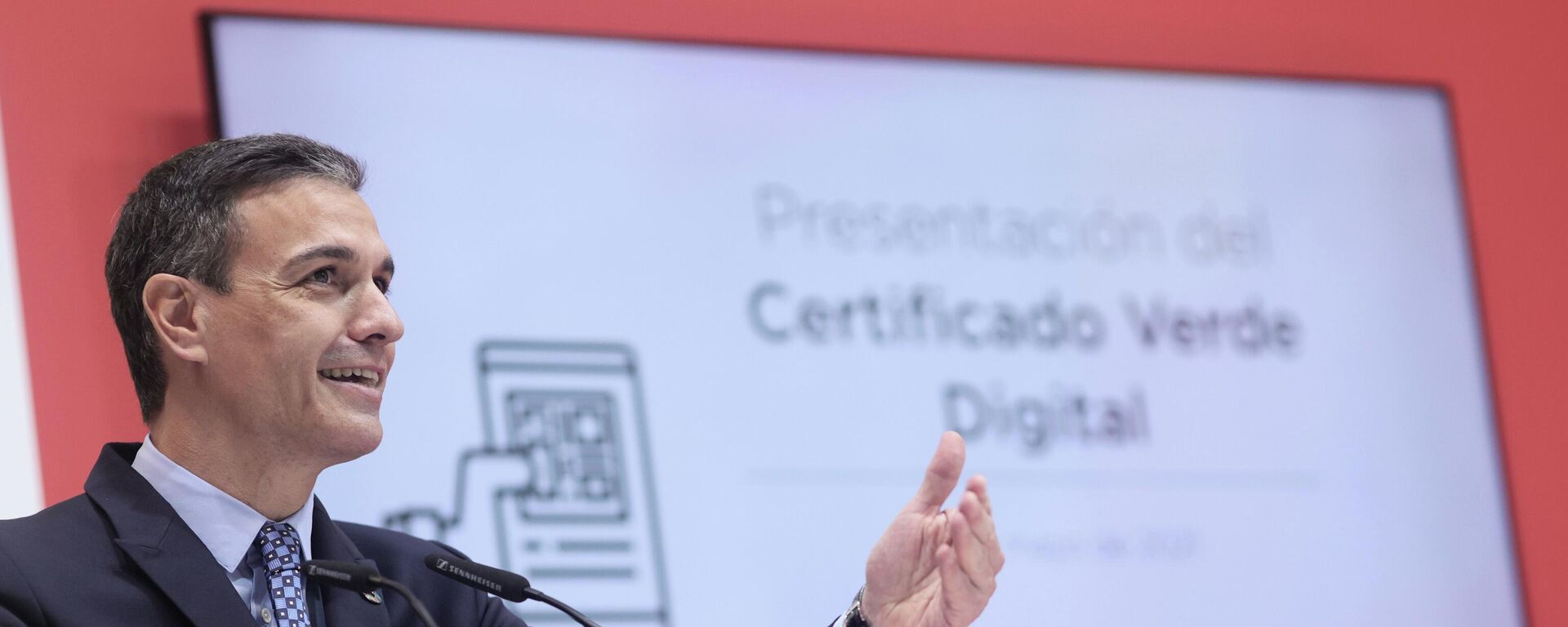 El presidente del Gobierno, Pedro Sánchez, en la presentación del certificado verde digital en Fitur - Sputnik Mundo, 1920, 21.05.2021
