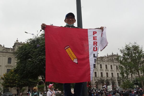 Manifestante en apoyo a Pedro Castillo en Lima - Sputnik Mundo