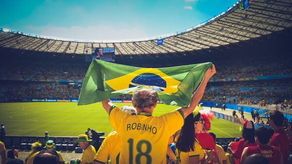 Un simpatizante de Brasil en un estadio de fútbol (Imagen referencial) - Sputnik Mundo