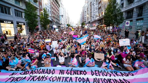 Sentada durante la manifestación de Orgullo Crítico en Madrid - Sputnik Mundo