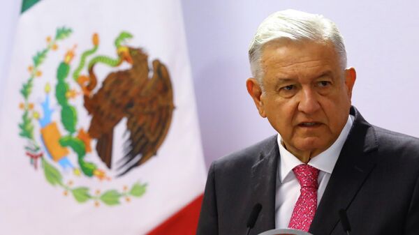 El presidente de México, Andrés Manuel López Obrador, durante el discurso del tercer aniversario de su triunfo en las elecciones 2018 - Sputnik Mundo