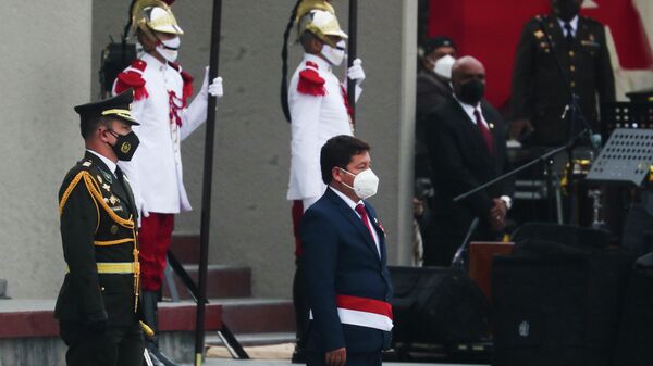 Guido Bellido tras jurar como presidente del Consejo de Ministros de Perú en julio de 2021 - Sputnik Mundo