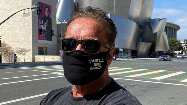 Arnold Schwarzenegger frente al Walt Disney Concert Hall en Los Ángeles - Sputnik Mundo
