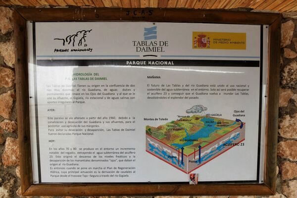Panel informativo en Las Tablas de Daimiel, Parque Natural de Ciudad Real (España) - Sputnik Mundo