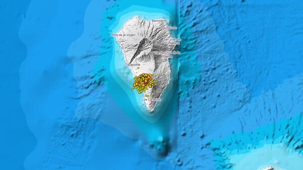Localización de los seísmos en la isla de La Palma entre el 15 y el 17 de septiembre de 2021 - Sputnik Mundo