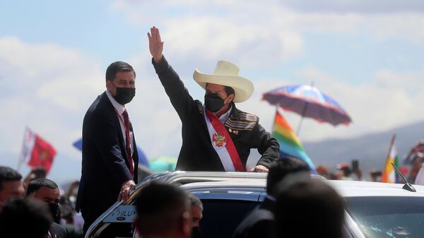 El presidente de Perú, Pedro Castillo, durante un acto por el Bicentenario de Perú en 2021 - Sputnik Mundo