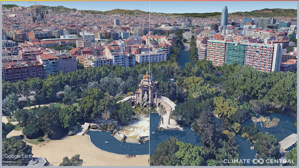 Simulación de subida del nivel del mar en el Parque de la Ciutadella, Barcelona - Sputnik Mundo