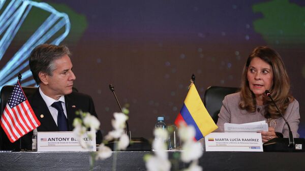 Secretario de Estado de EEUU, Antony Blinken, y vicepresidenta de Colombia, Marta Lucía Ramírez - Sputnik Mundo