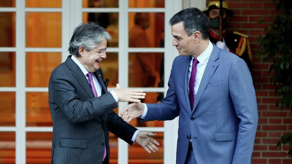 Guillermo Lasso, presidente de Ecuador, y Pedro Sánchez, presidente español - Sputnik Mundo