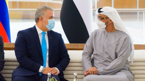 El presidente de Colombia, Iván Duque, junto al príncipe heredero de Emiratos Árabes Unidos, Mohamed Bin Zayed - Sputnik Mundo