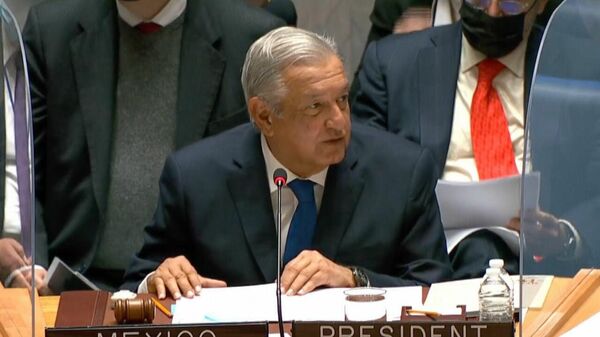 Andrés Manuel López Obrador, presidente de México, dirigió un mensaje desde la ONU  - Sputnik Mundo