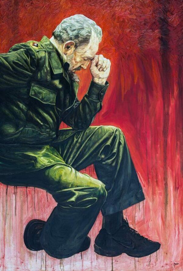 La pintura Meditación, del artista Eduardo Méndez Navarro, está inspirada en Fidel Castro en homenaje a su 89 cumpleaños. - Sputnik Mundo