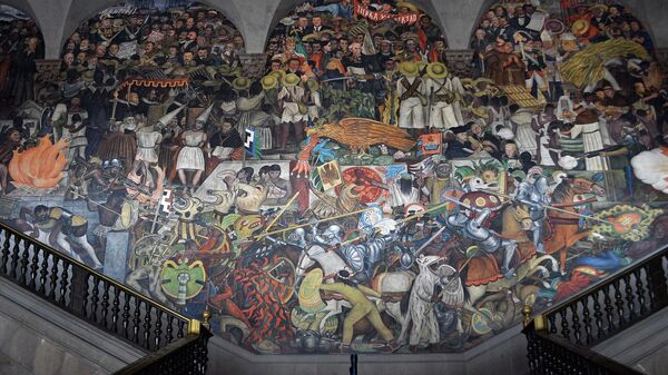 Epopeya del pueblo mexicano (1935), mural de Diego Rivera en CDMX.  - Sputnik Mundo