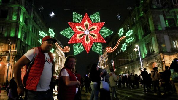 Familias mexicanas en los festejos decembrinos del Zócalo, en la Ciudad de México. - Sputnik Mundo