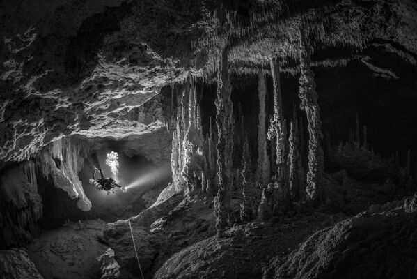 La fotografía Ancient Caves del fotógrafo Tom St George, ganador de la categoría Blanco y Negro en el concurso Ocean Art 2021. - Sputnik Mundo