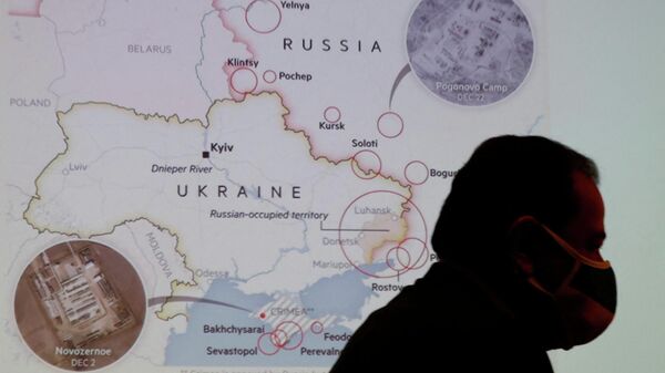 Un mapa de Rusia y Ucrania  - Sputnik Mundo
