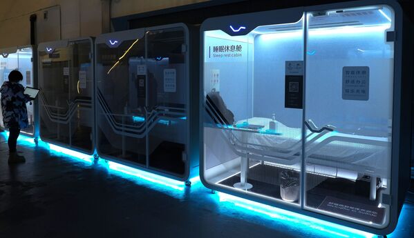 Cabinas para dormir en el centro de prensa principal de los XXIV Juegos Olímpicos de Invierno de Pekín. - Sputnik Mundo