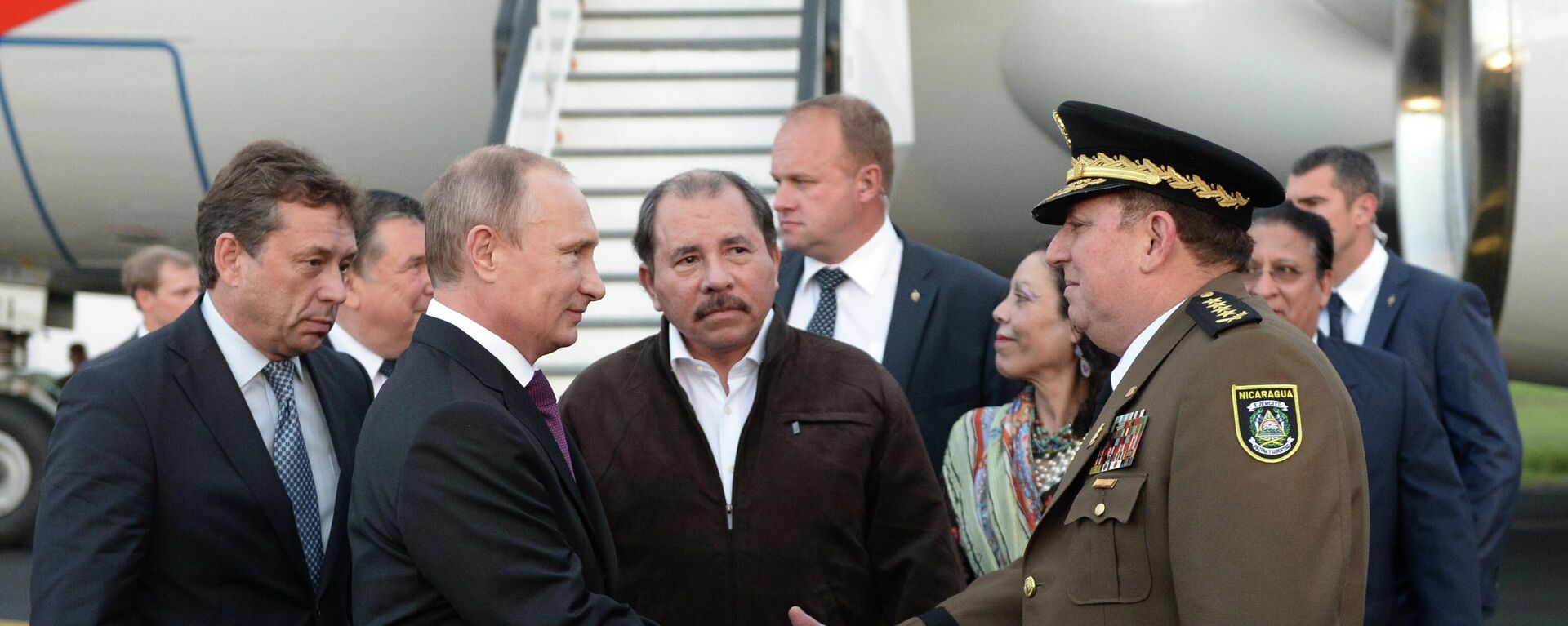 El presidente ruso, Vladímir Putin, junto al presidente de Nicaragua, Daniel Ortega, durante una visita a Nicaragua en 2014 - Sputnik Mundo, 1920, 23.02.2022
