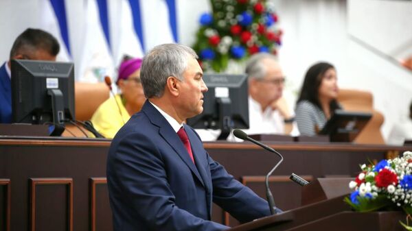 El presidente de la Duma rusa (cámara baja del parlamento) Viacheslav Volodin, en Nicaragua - Sputnik Mundo