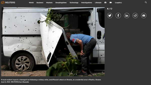 Página de Reuters con una neonazi ucraniano con una esvástica (archivo) - Sputnik Mundo