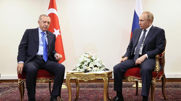 El presidente de Turquía, Recep Tayyip Erdogan, y el presidente de Rusia, Vladímir Putin - Sputnik Mundo