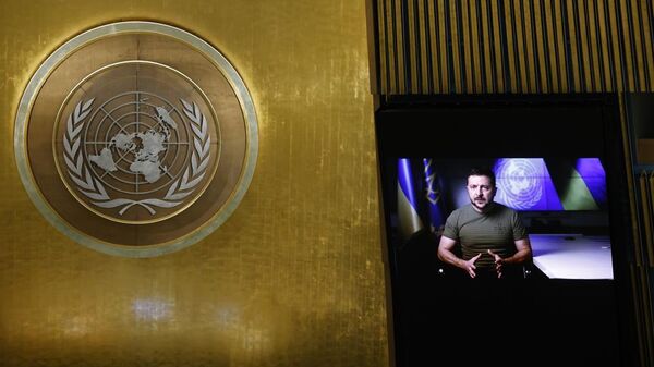 Mensaje videograbado del presidente de Ucrania a las Naciones Unidas. - Sputnik Mundo