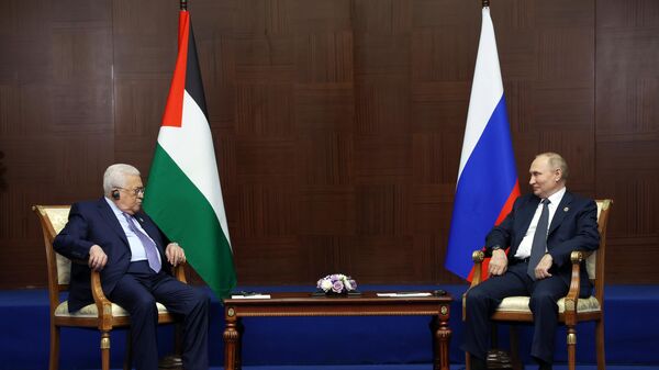 El líder palestino, Mahmud Abás, y el presidente ruso, Vladímir Putin - Sputnik Mundo