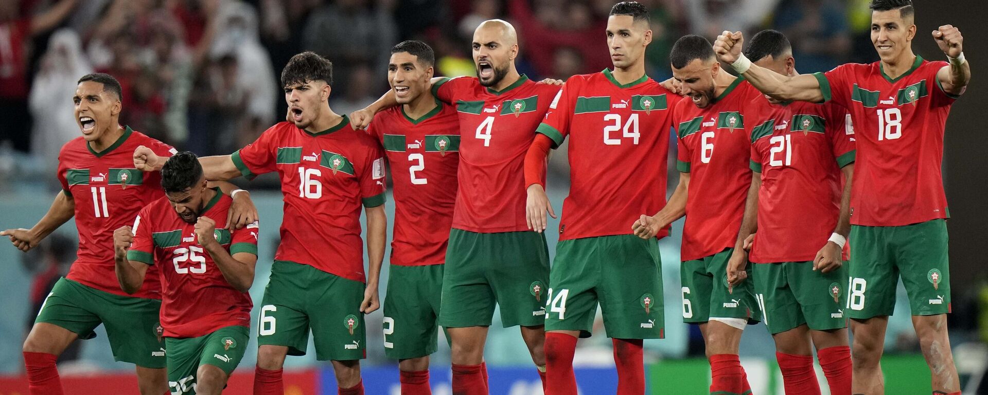 El equipo de Marruecos durante el partido con España en el Mundial 2022 - Sputnik Mundo, 1920, 14.12.2022