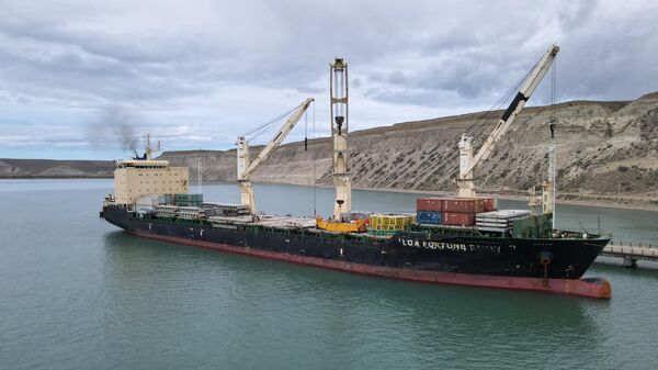 Barco que arribó con la turbina china al puerto de Santa Cruz  - Sputnik Mundo